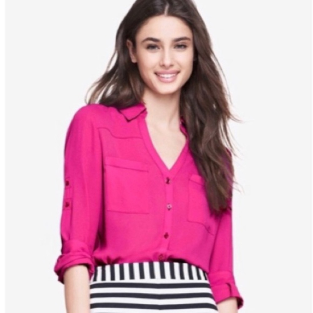 Fuchsia Sheer Button Down From Express - image 1